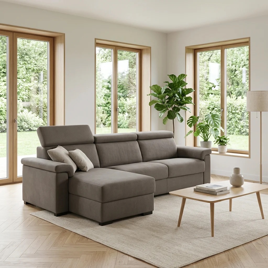 Canapé Convertible en Cuir MALIA | Angle modulable 5 ou 6 places