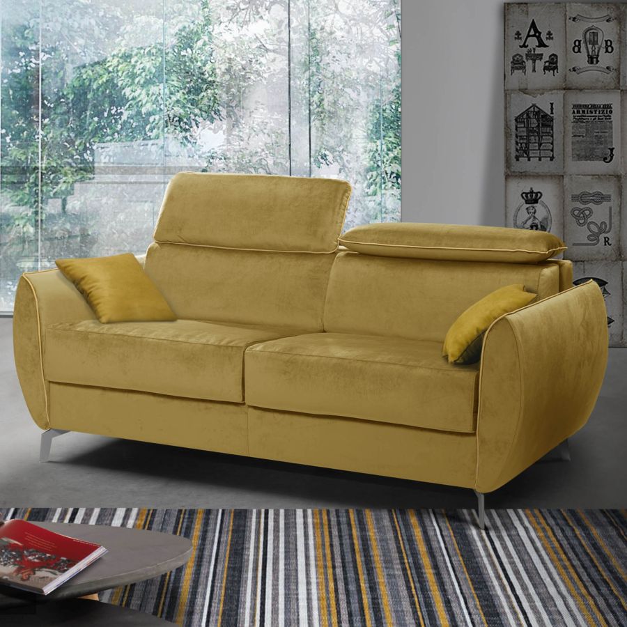 canape-convertible-2-places-tissu-jaune