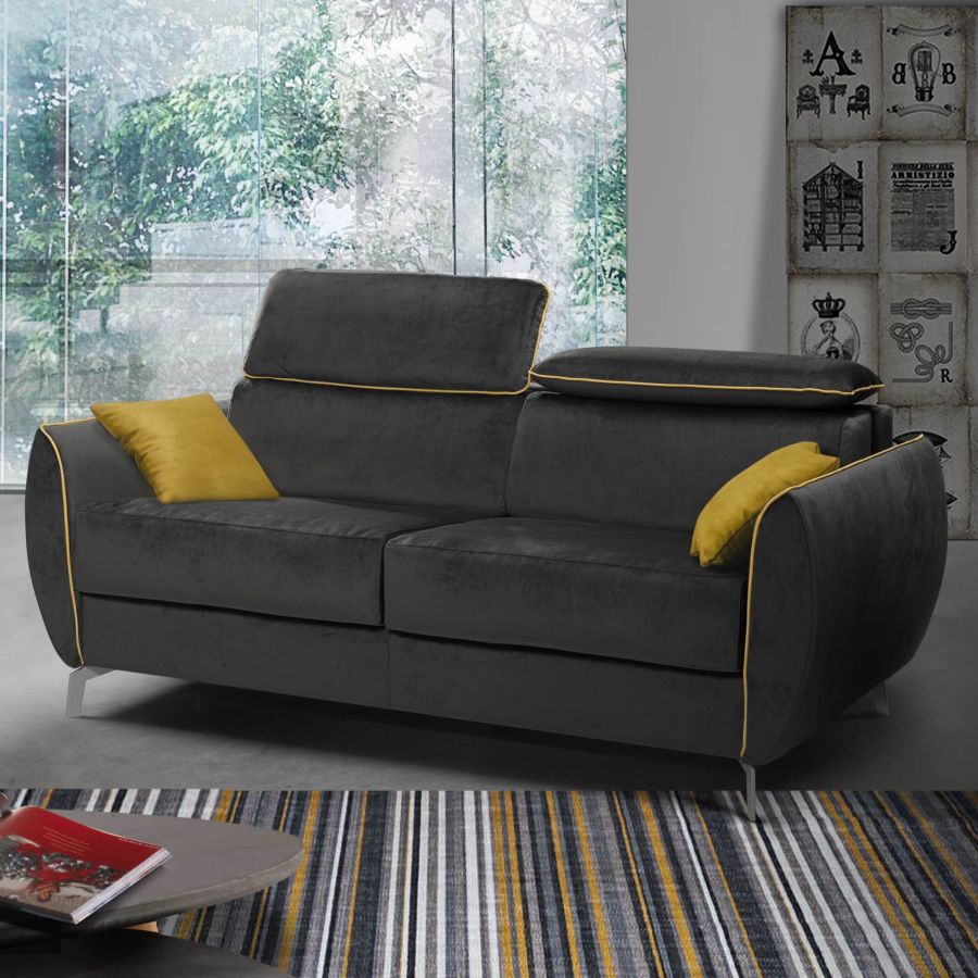 canape-convertible-2-places-tissu-noir