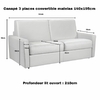 Canapé convertible cuir blanc Narbonne dimensions