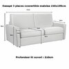 Canapé convertible cuir blanc Narbonne dimensions