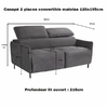 Dimensions Canapé 2 places convertible Studio 2