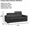 Canape convertible cuir 2 places Paris dimensions
