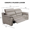Dimensions Canape 2 places relax lille