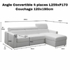 Angle 4 places convertible cuir Lyon dimensions
