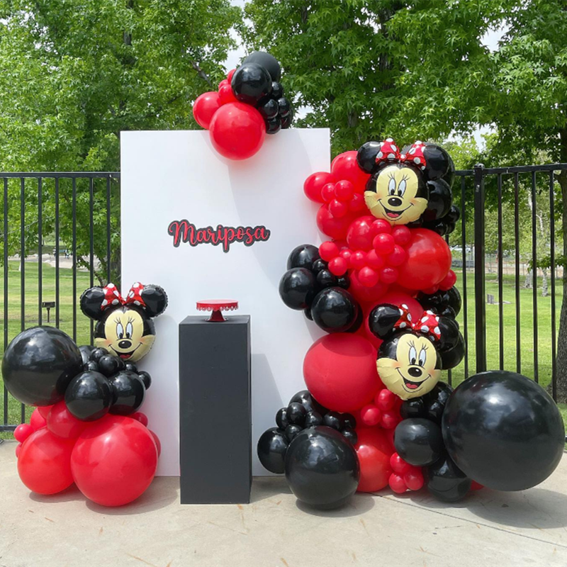 Ballons-Disney-Minnie-Mouse-en-aluminium-guirlande-Kit-d-arche-ballons-en-Latex-rose-or-fournitures