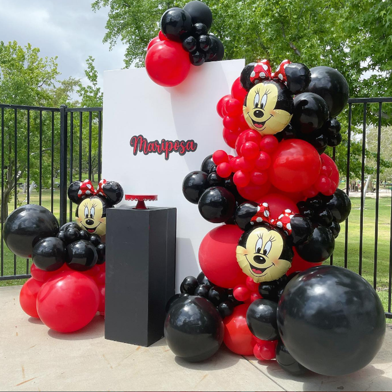 Ballons-Disney-Minnie-Mouse-en-aluminium-guirlande-Kit-d-arche-ballons-en-Latex-rose-or-fournitures