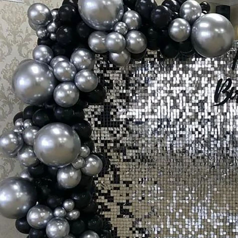 115-pi-ces-argent-encre-bleu-noir-ballons-guirlande-arche-Chrome-m-tal-Globos-r-tro