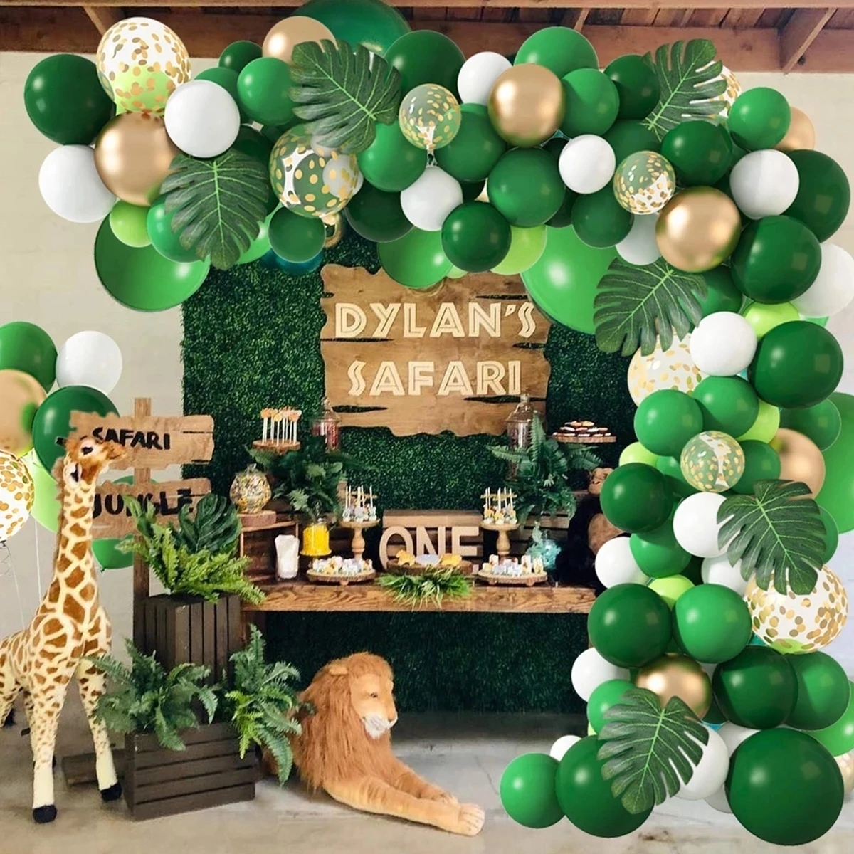 Guirlande-de-ballons-en-arc-vert-Kit-de-d-corations-de-f-te-d-anniversaire-Safari