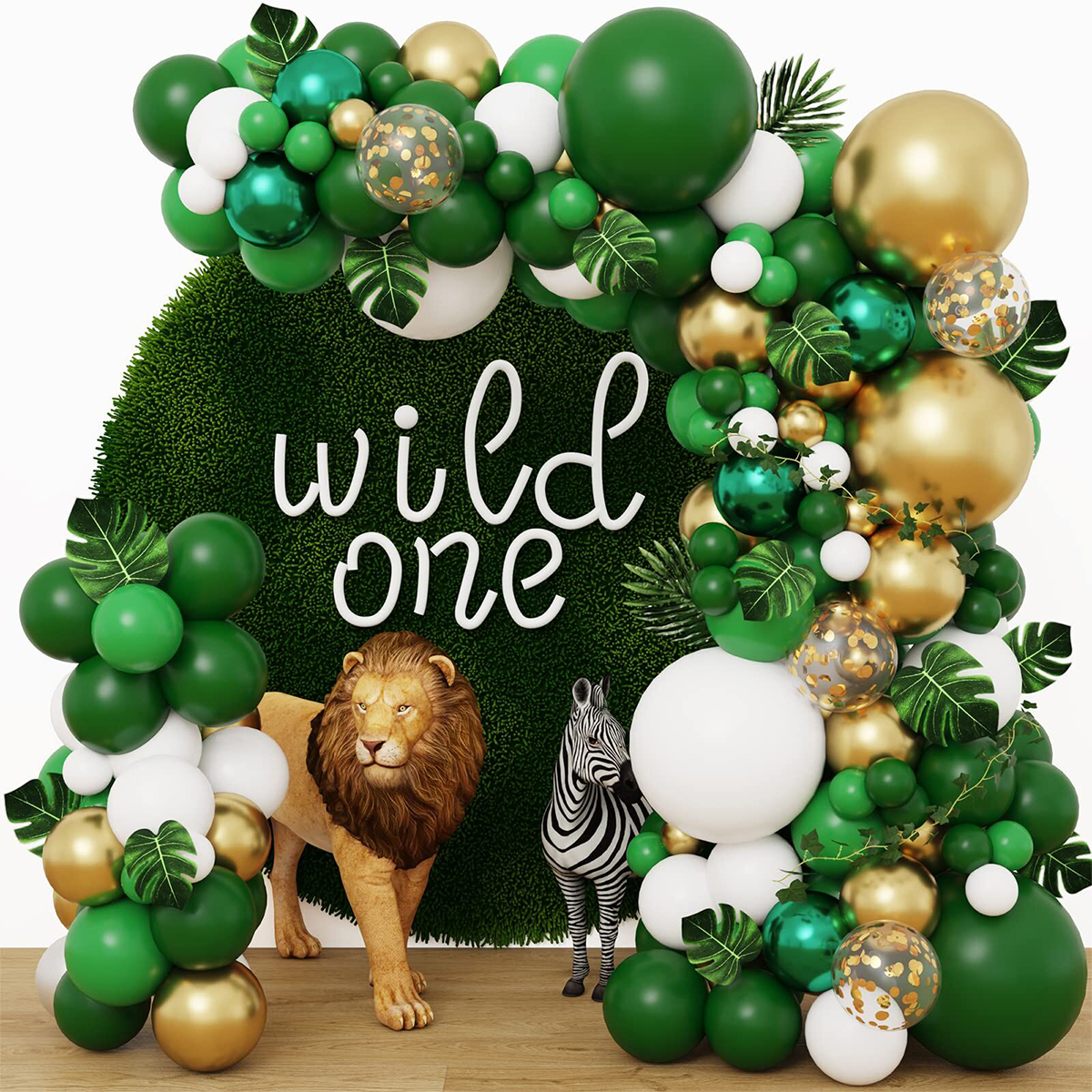 Kit de guirlande de ballons verts, sauvage, Jungle, Safari, décoration de fête d&#39;anniversaire