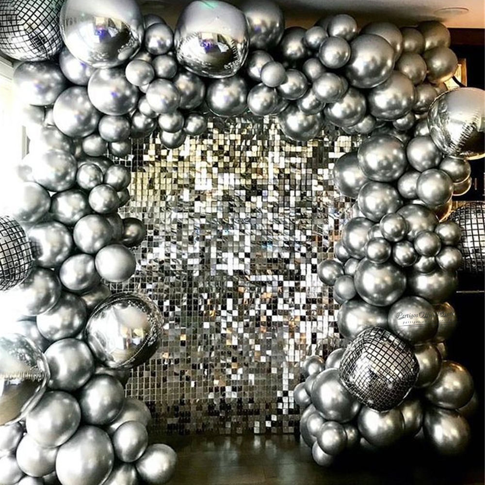 Ballons Disco argentés en aluminium, 137 pièces, guirlande en arc, Globos en métal chromé