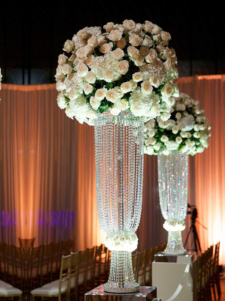 Location centre de table de mariage en cristal acrylique, support de fleurs, chandelier