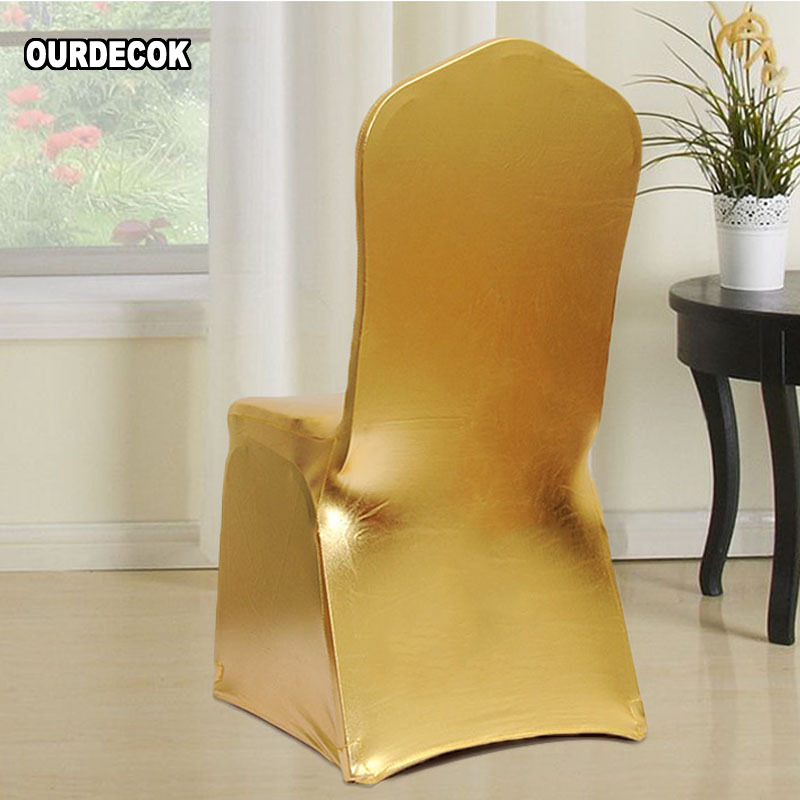 Housse-de-chaise-lastique-bronzante-6-pi-ces-lot-tissu-m-tallique-en-Spandex-or-argent