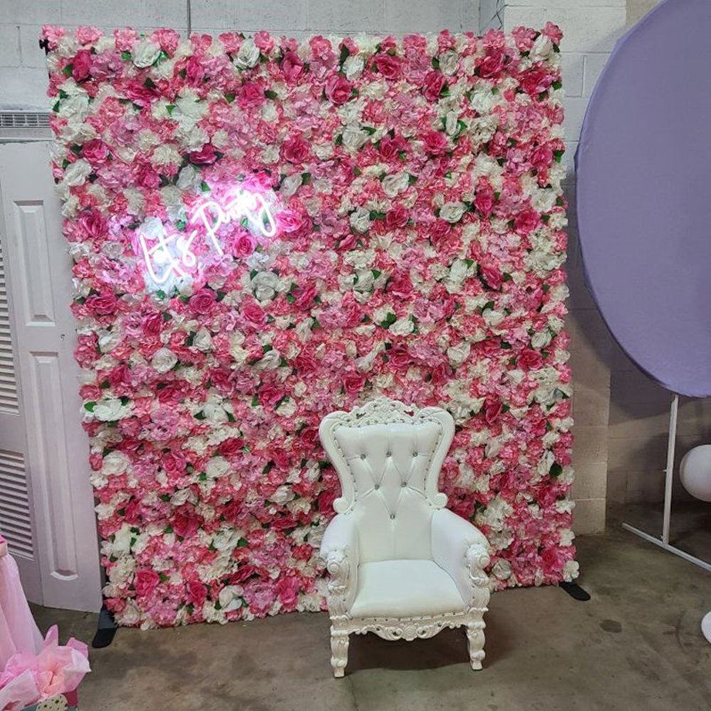 Location Panneaux muraux de fleurs artificielles, romantiques (rose, blanc, et plus encore) 2m40 x 2m
