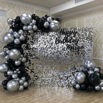 115-pi-ces-argent-encre-bleu-noir-ballons-guirlande-arche-Chrome-m-tal-Globos-r-tro