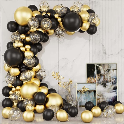 Guirlande-en-arc-de-couleur-noire-et-dor-e-pour-anniversaire-Kit-de-30-40-ou
