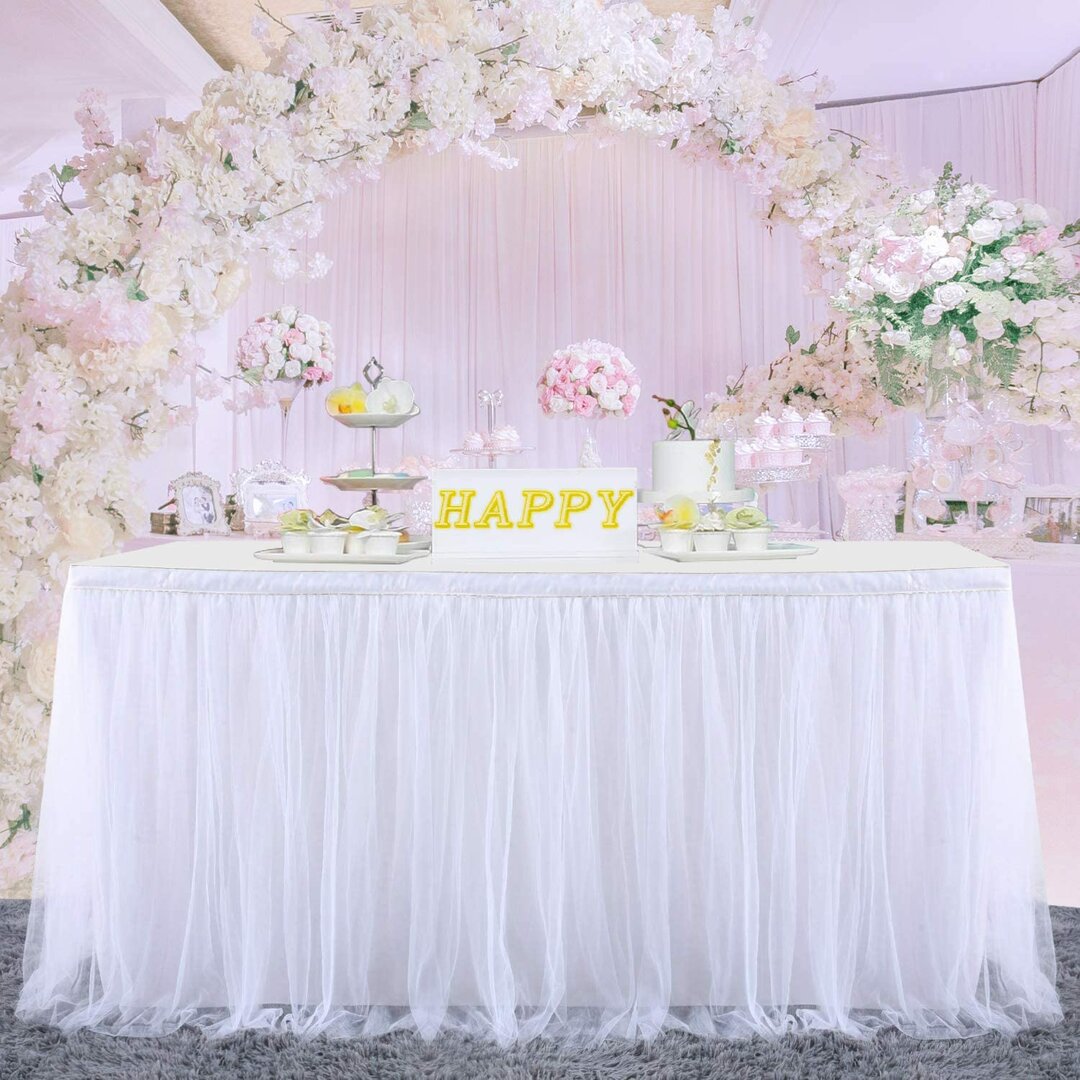 Suppromo Jupe De Table Tutu Violette 1,8m - Tulle Décoration Fête Prénatale Et Mariage