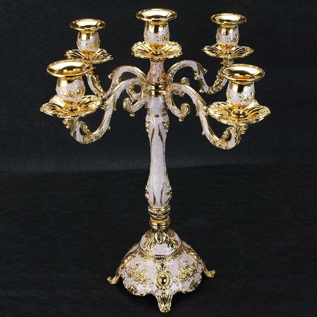 Chandelier 3 Branches Bougeoir en Métal Vintage pour Mariage Décor Maison Table (Color : Silver