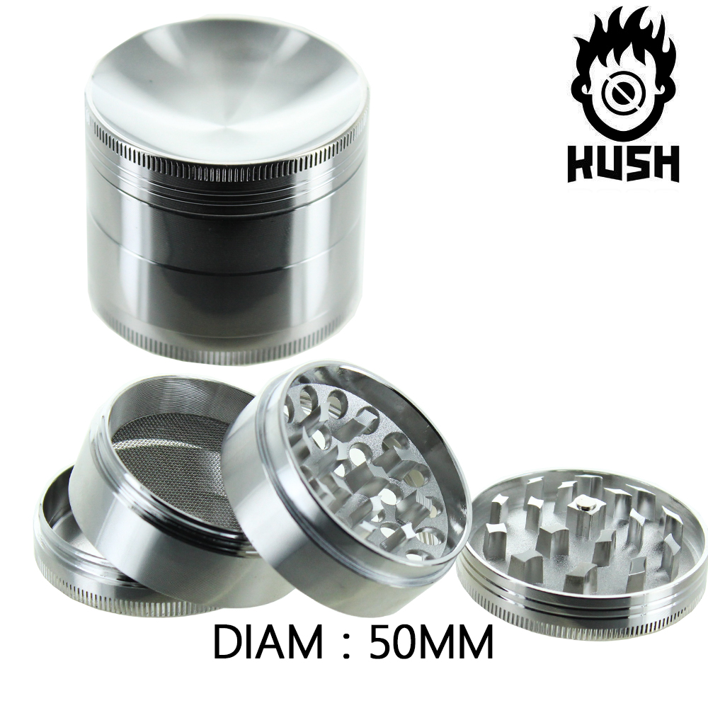 Grinder-Metal-Kush-Bong-Curved-50-Silver-50mm