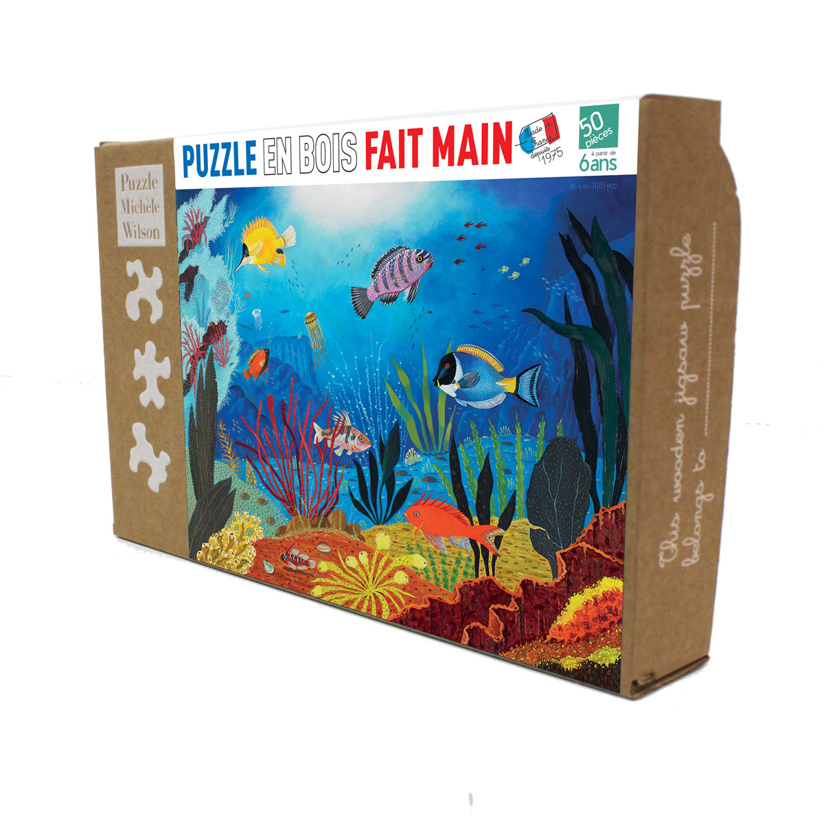 PUZZLE MICHELE WILSON Poissons tropicaux en bois 50 pièces