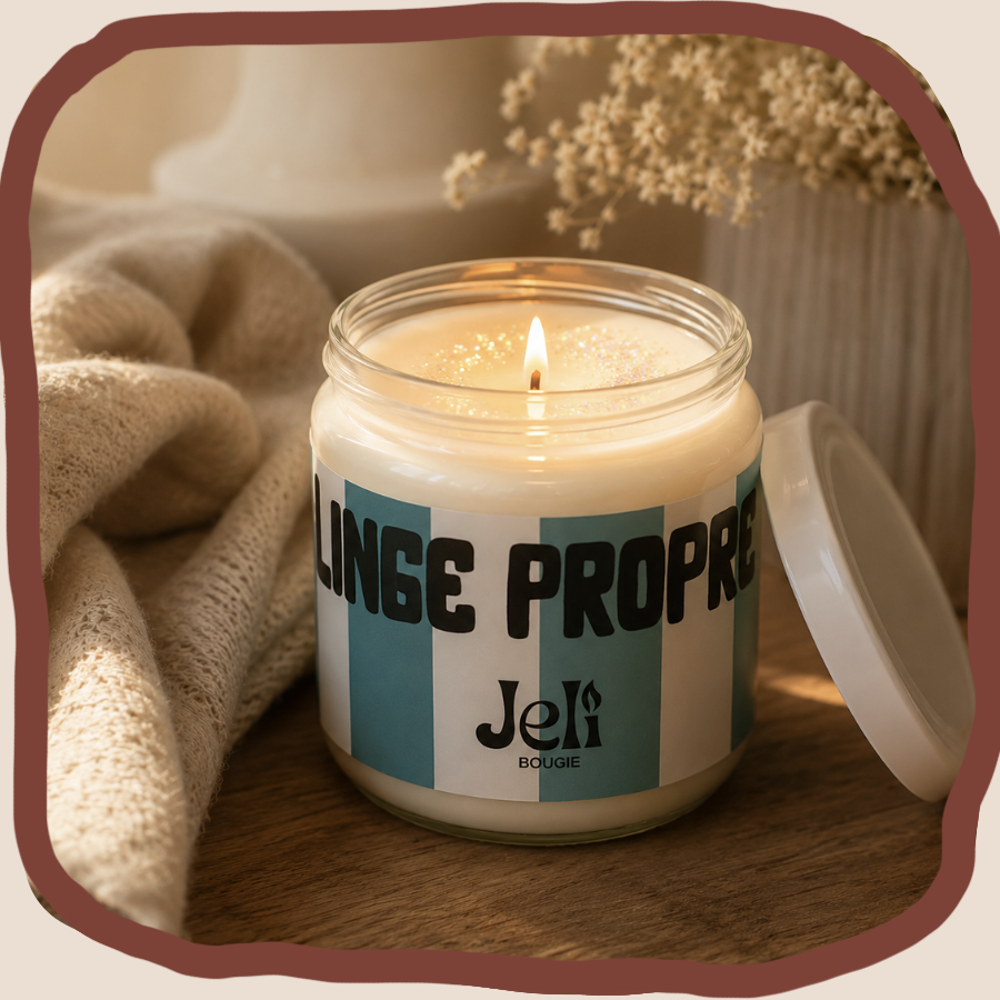 Bougie parfumée Linge Propre Jelibougie en cire de soja