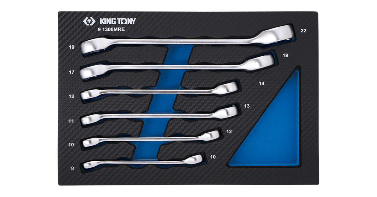 KING TONY Trousse 6 Clés à Tuyauter Métriques – 8x10 à 22x24 Mm, 6 Pans Et 12 Pans, Set Robuste Pour Mécanique Et Plomberie