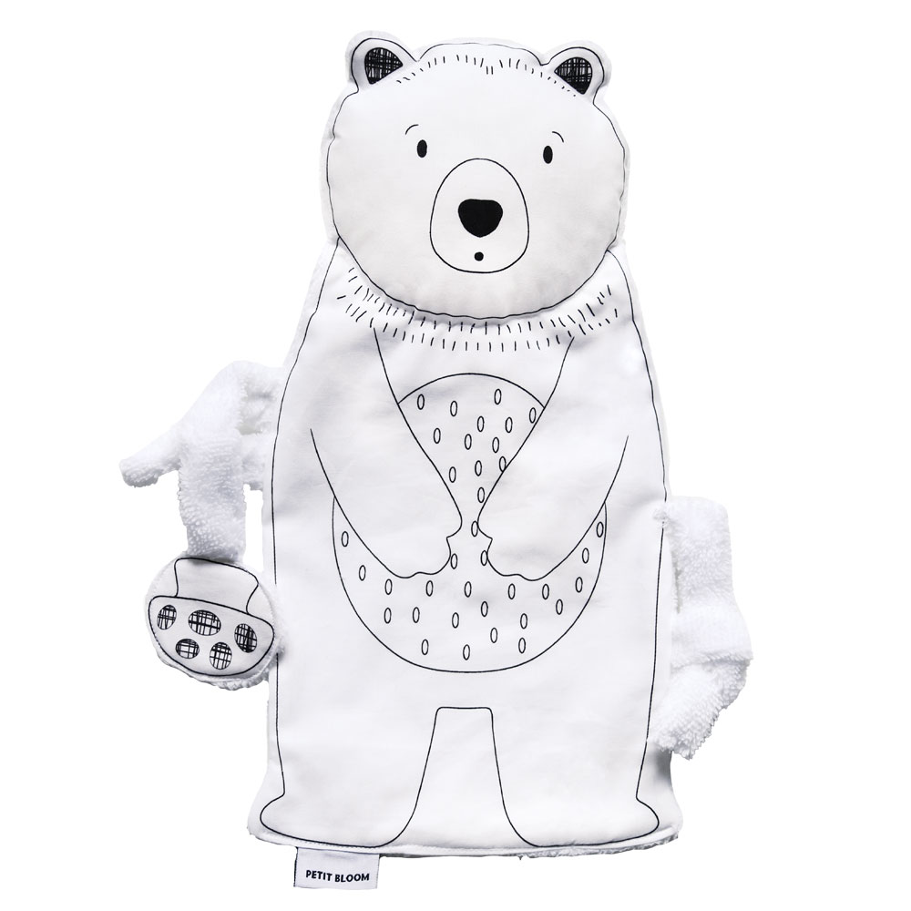 Doudou plat ours noir et blanc