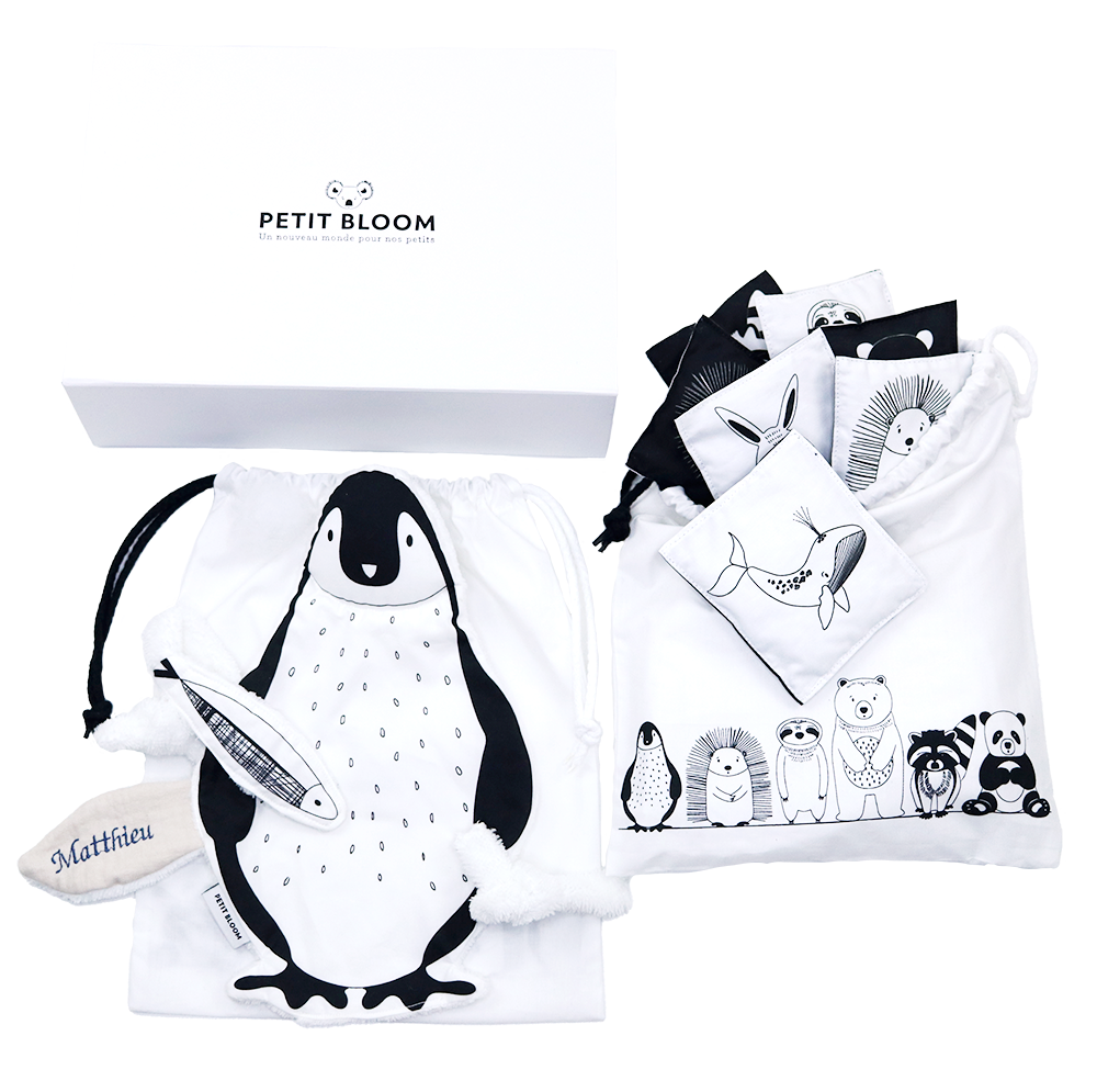 Coffret cadeau noir et blanc pingouin