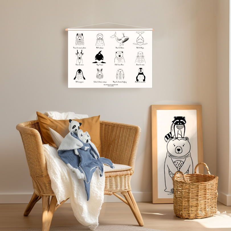 Tenture chambre enfant animaux de larctique