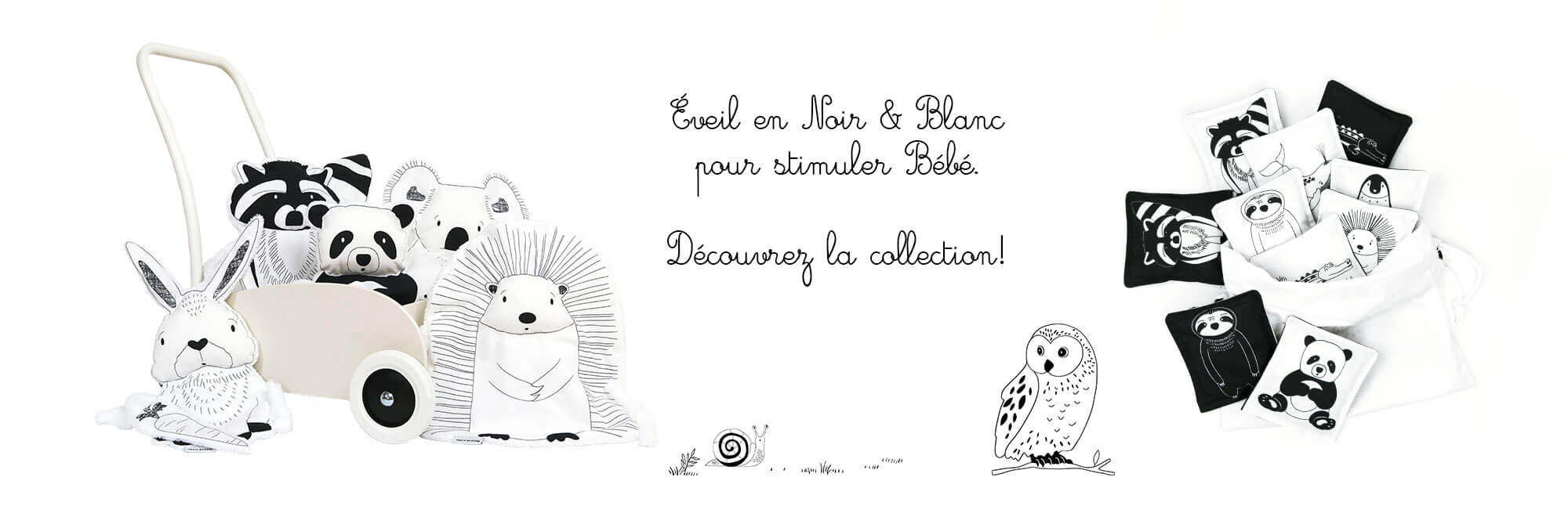 collection doudou noir et blanc petit bloom