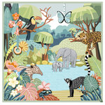 Tapis d'éveil bébé Jungle carré avec animaux et feuillages