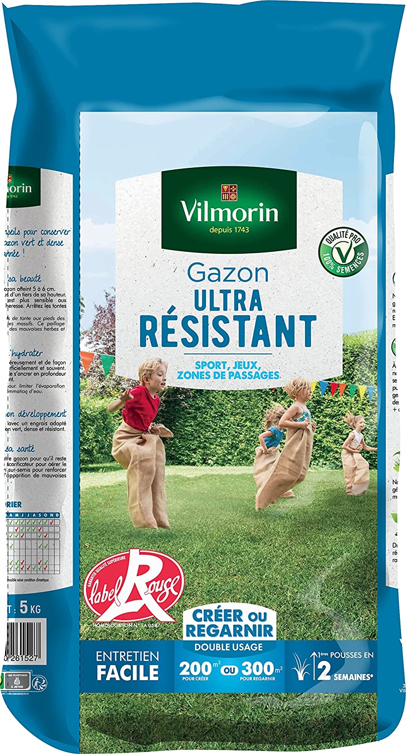 Vilmorin 4462416 Gazon Ultra Résistant, Vert, 5 kg Unique