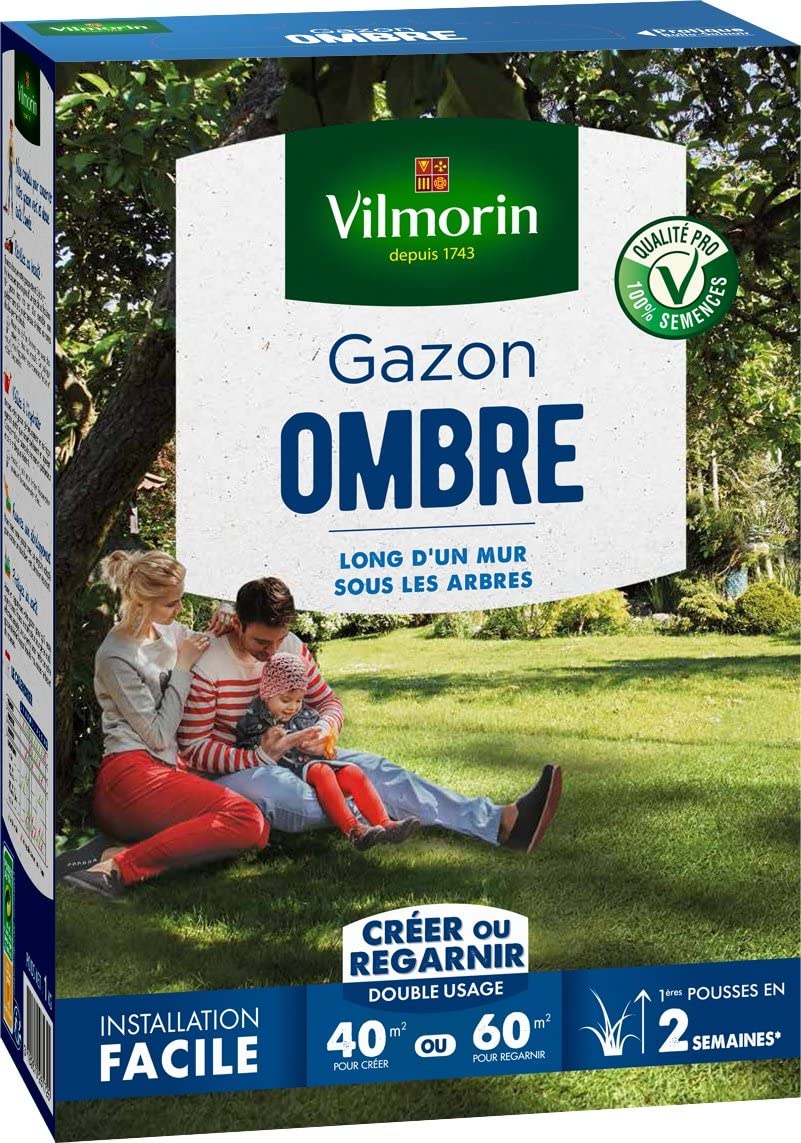 Gazon Ombre Vilmorin 4466514, Vert, 1 kg, 50 m2