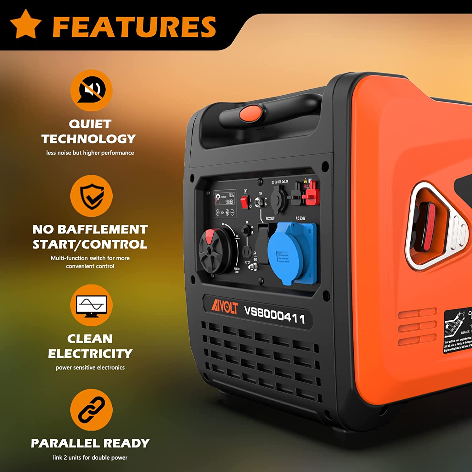 Groupe électrogène essence AIVOLT 6000 W, vue 2