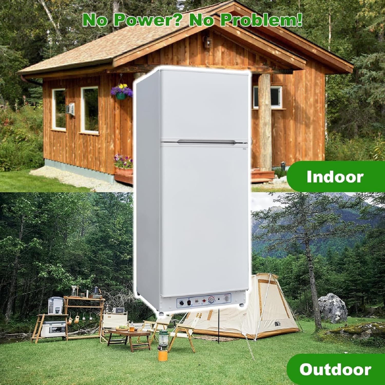 Réfrigérateur SMAD 185L - Frigo Gaz/220V Avec Congélateur 175L - Blanc - 146cm