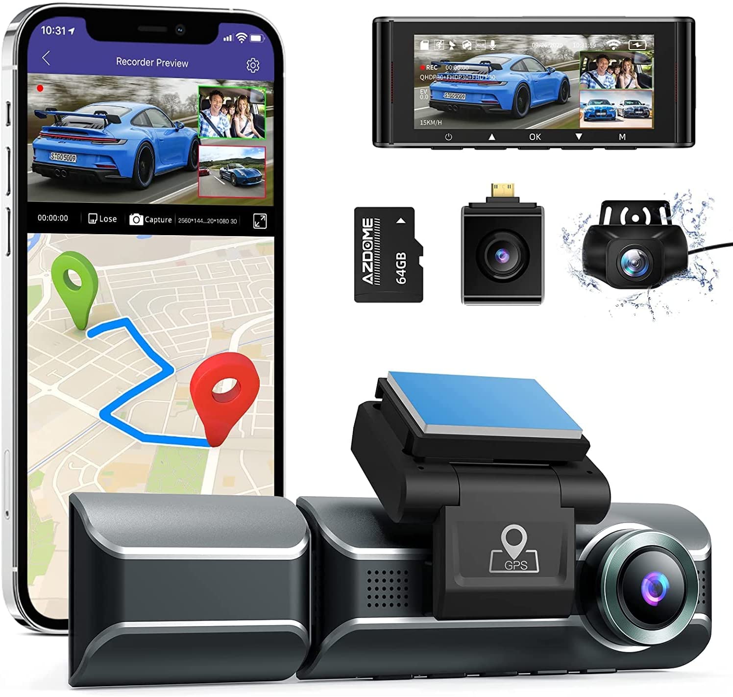 Dashcam voiture AZDOME M550