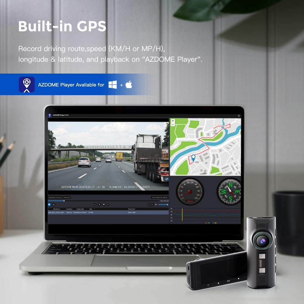 Dashcam voiture AZDOME M550, vue 3