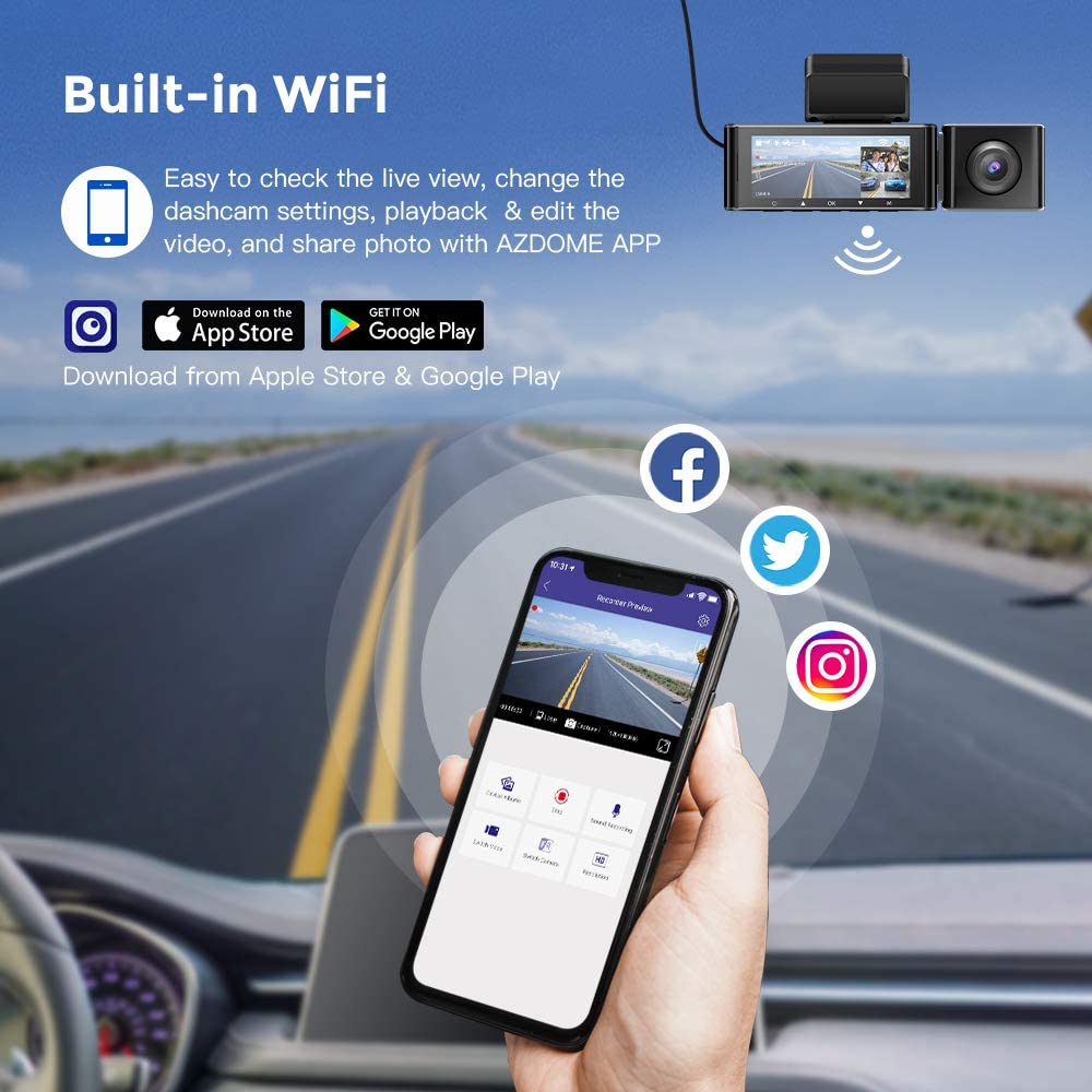 Dashcam voiture AZDOME M550, vue 4