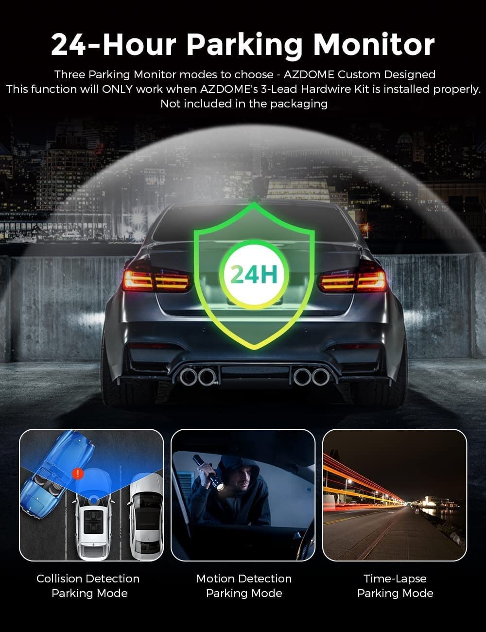 Dashcam voiture AZDOME M550, vue 8