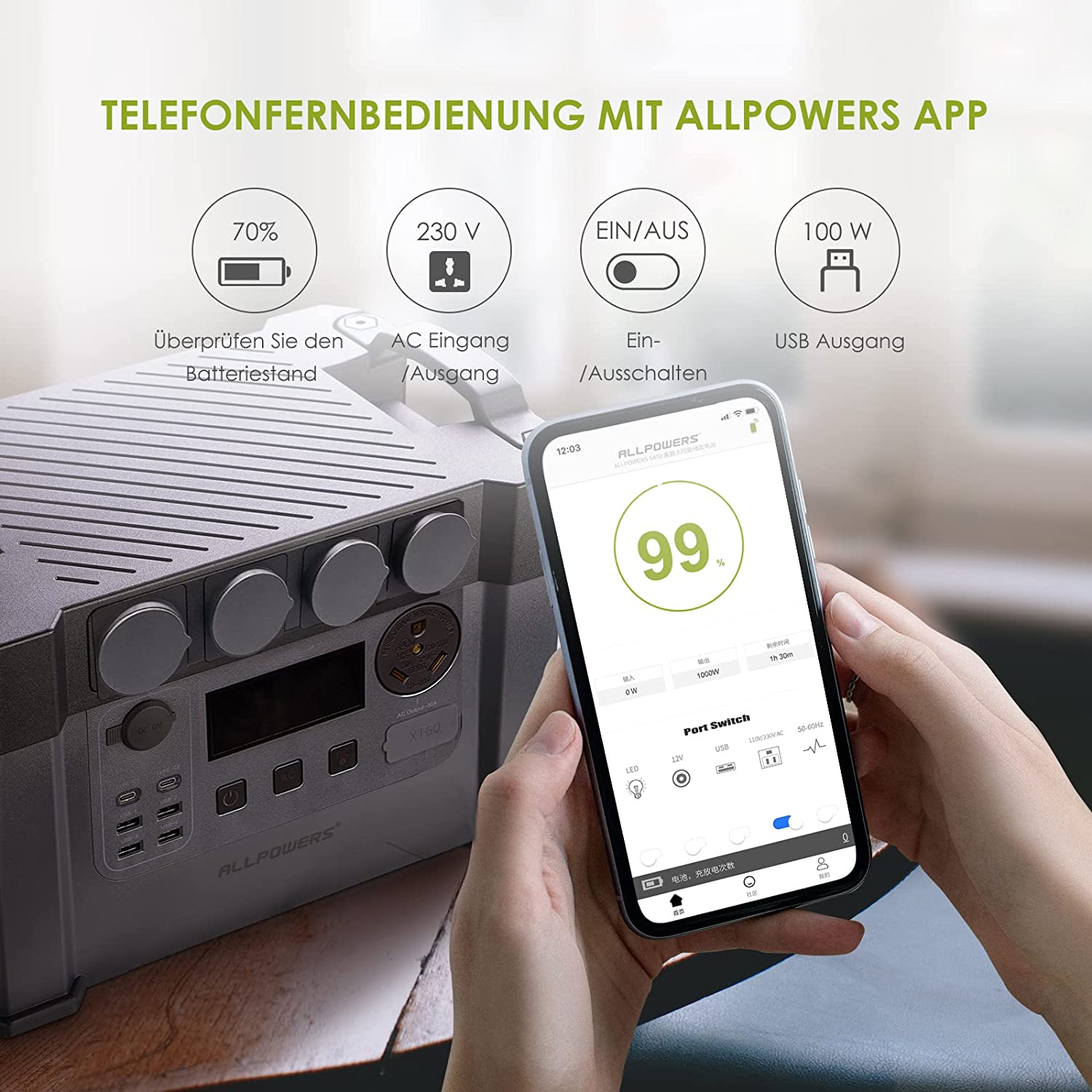 ALLPOWERS S2000 Pro avec panneau solaire 400 W, vue 5
