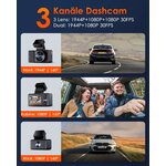 Dashcam voiture 3 canaux VANTRUE E3, vue 2