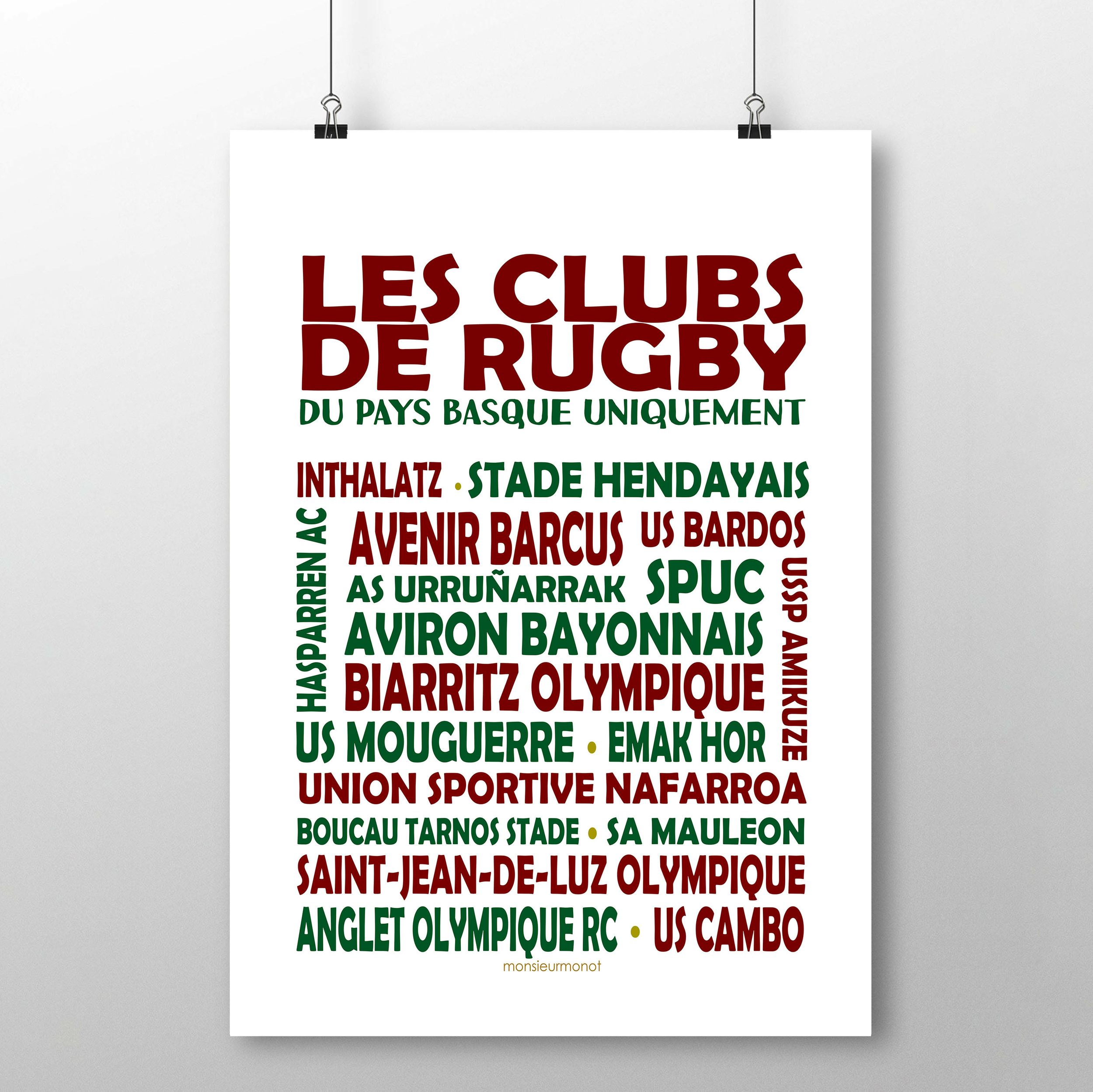 rugby basque vert et rouge
