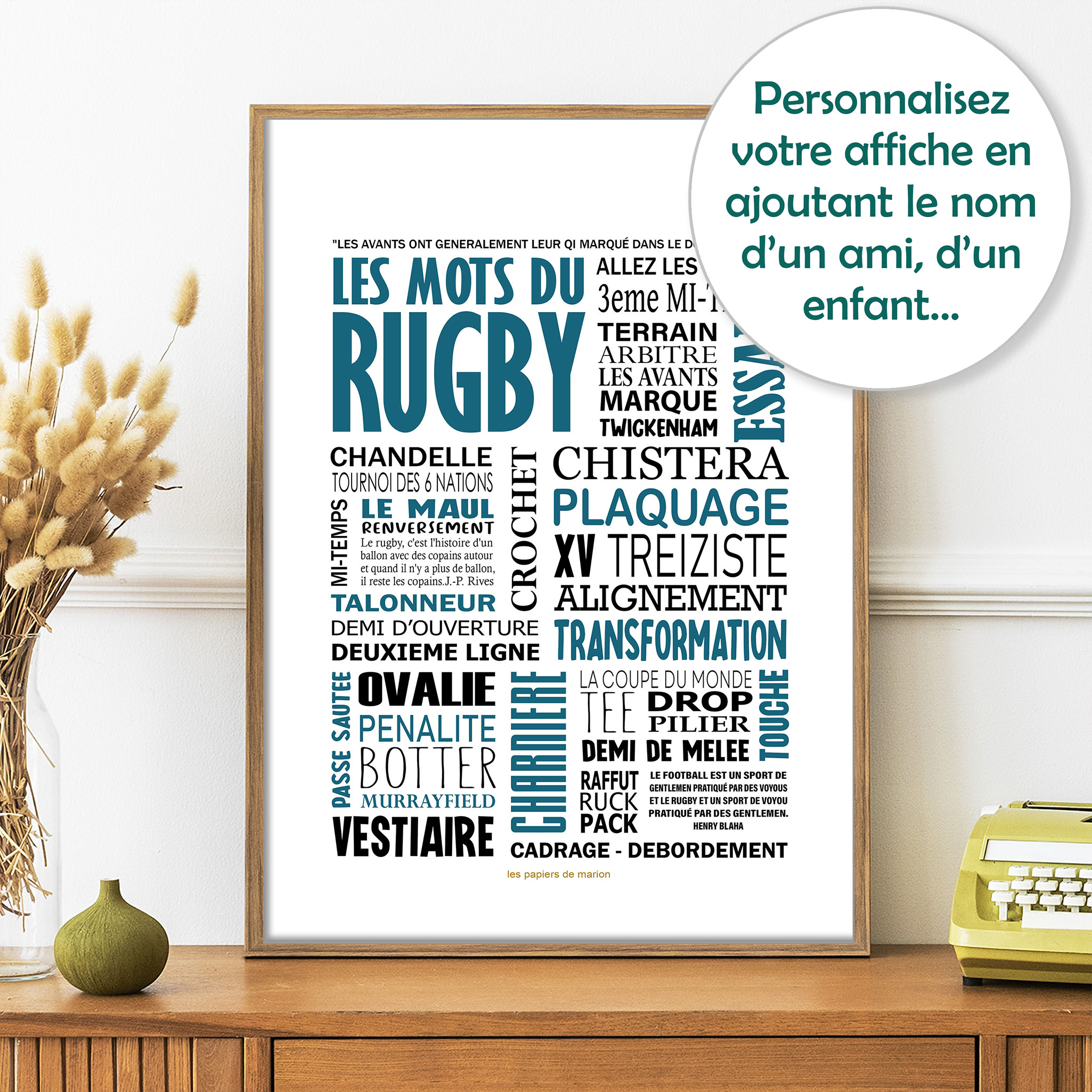 Affiche mots du rugby