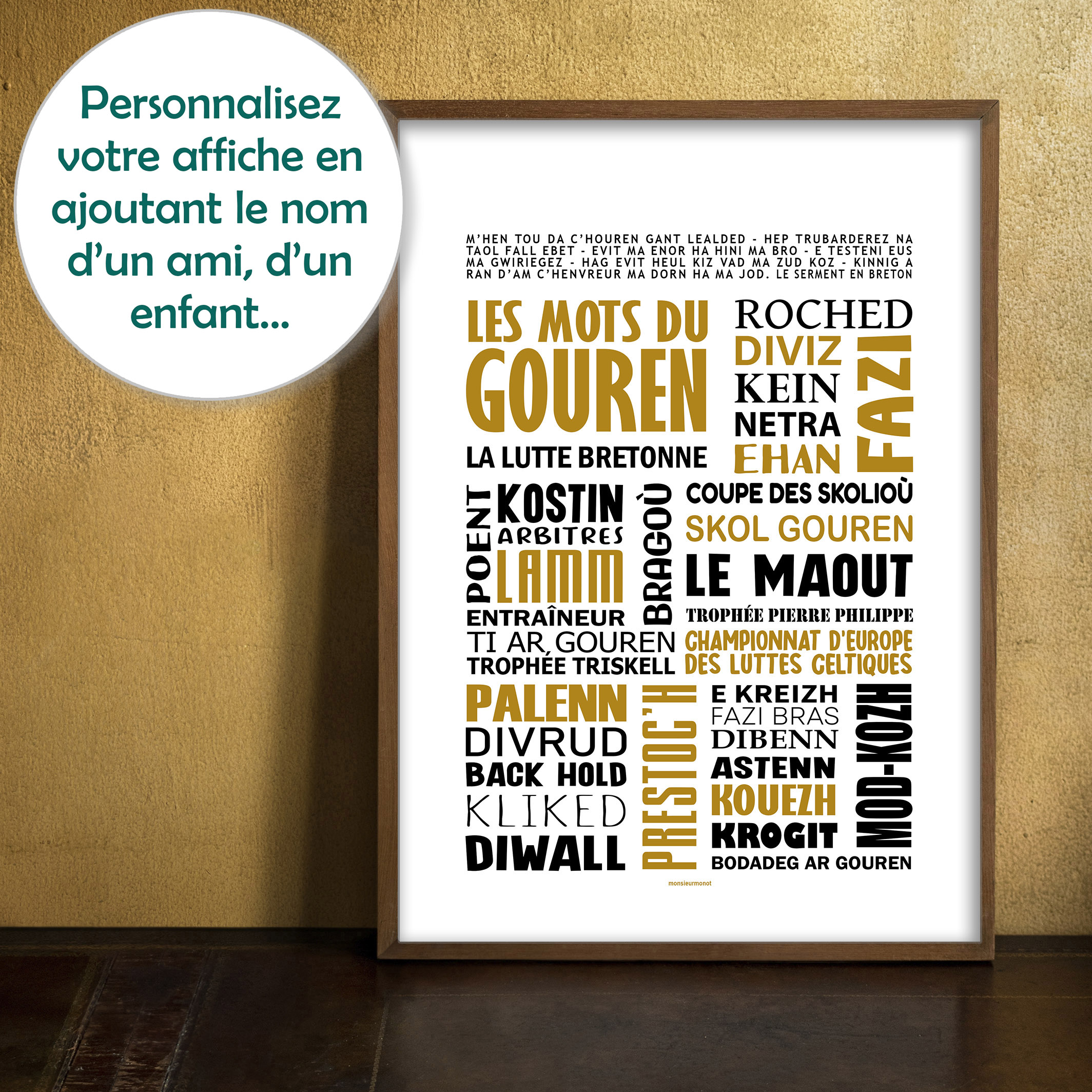 Affiche les Mots du Gouren jaune avec rond