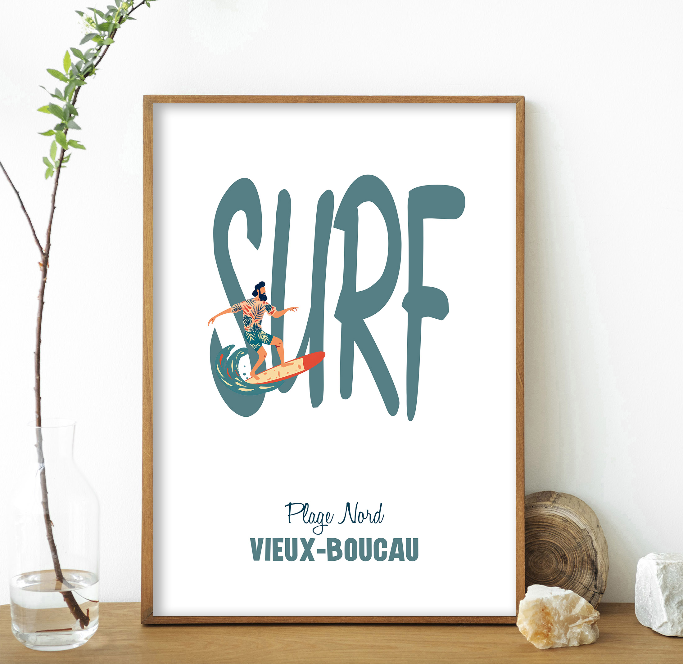Affiche Surf Vieux-Boucau plage nord