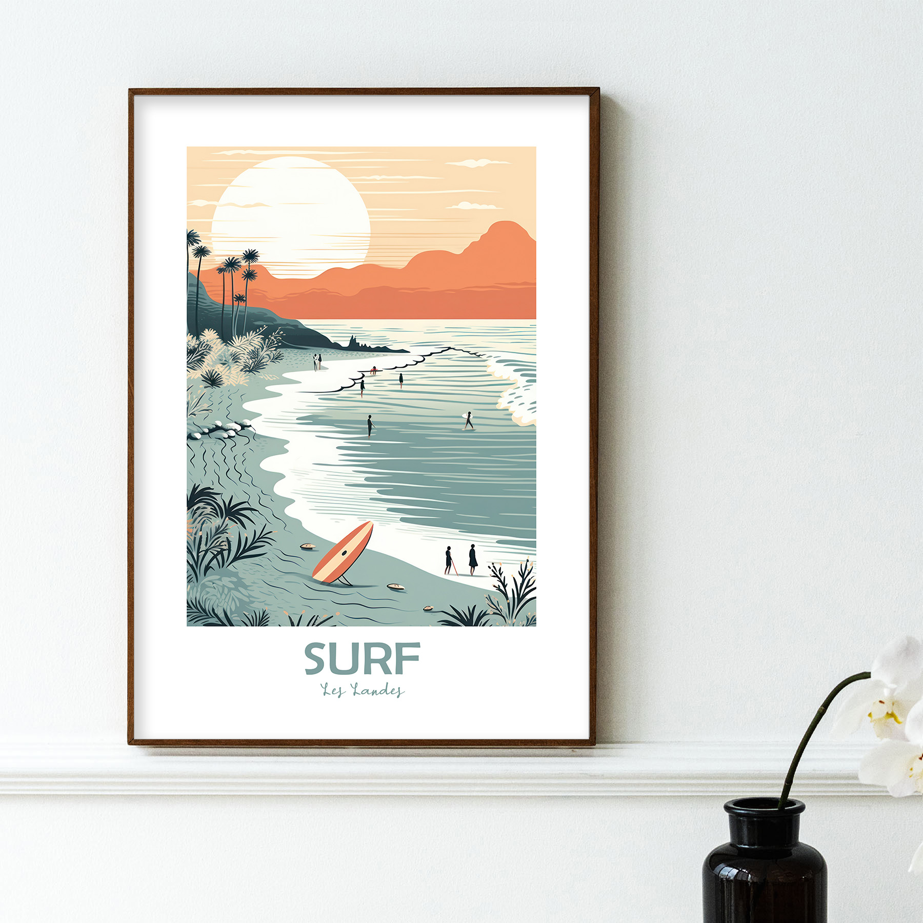 Affiche Surf Les Landes retro