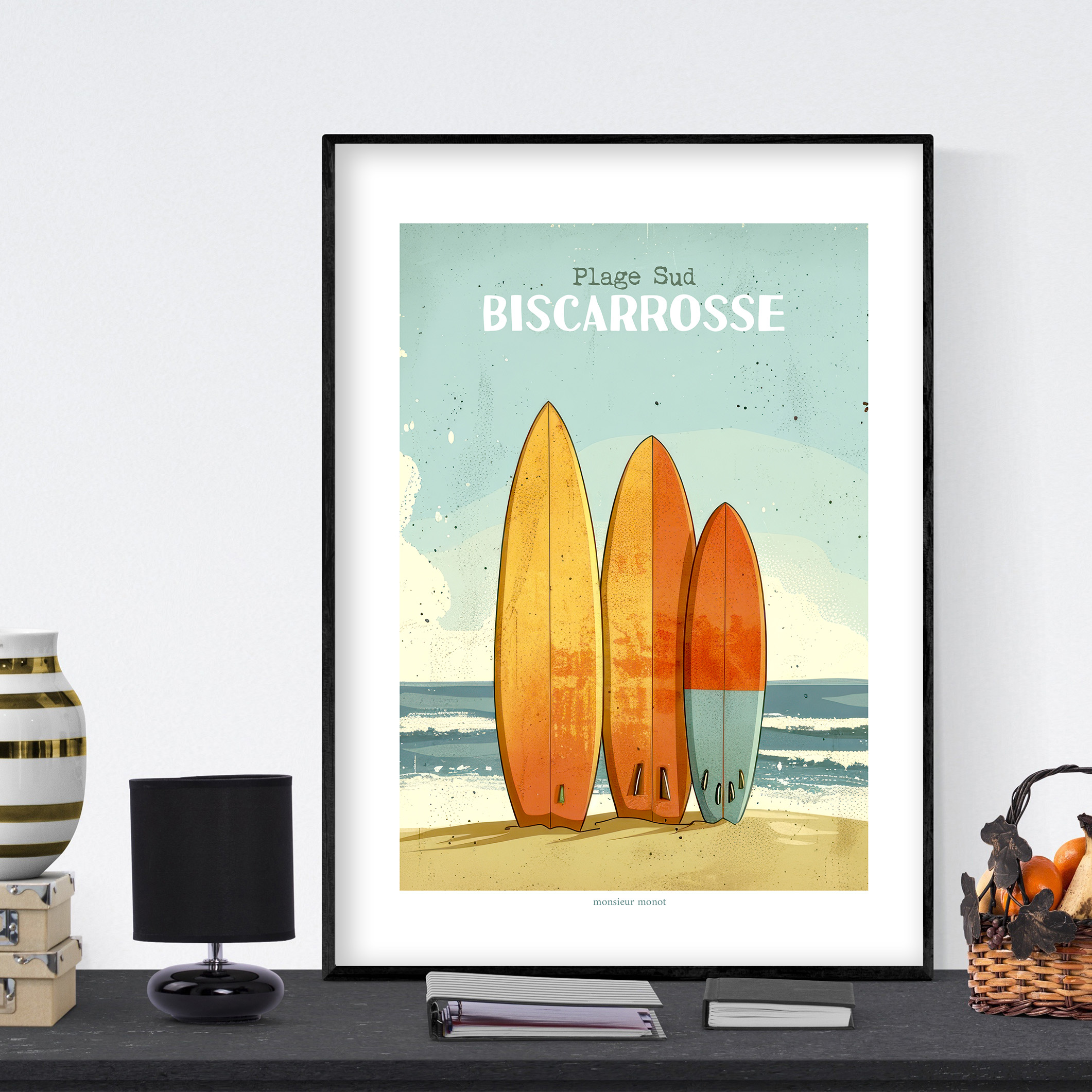 Affiche Biscarrosse surf NEW