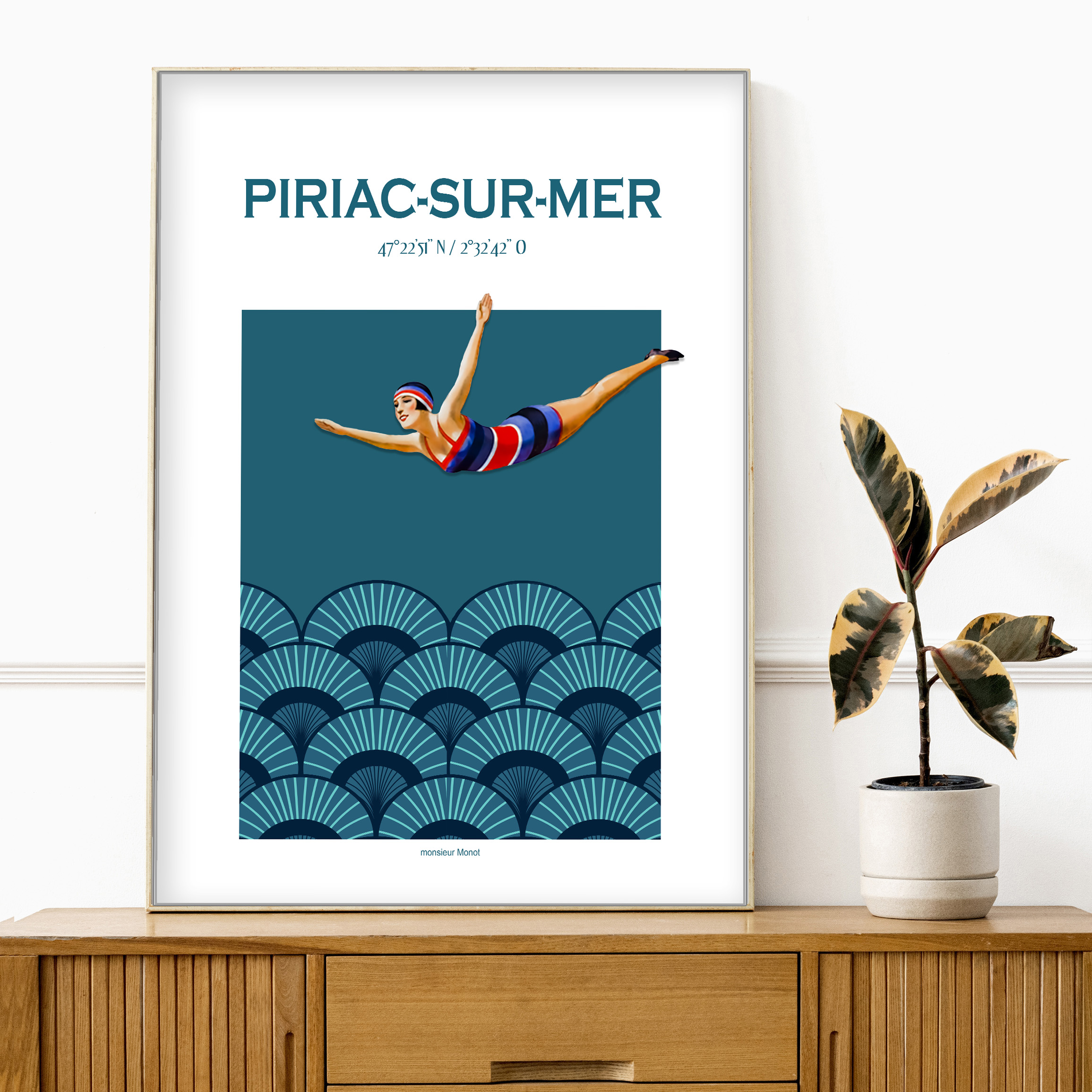 affiche  Piriac sur Mer - plongeuse