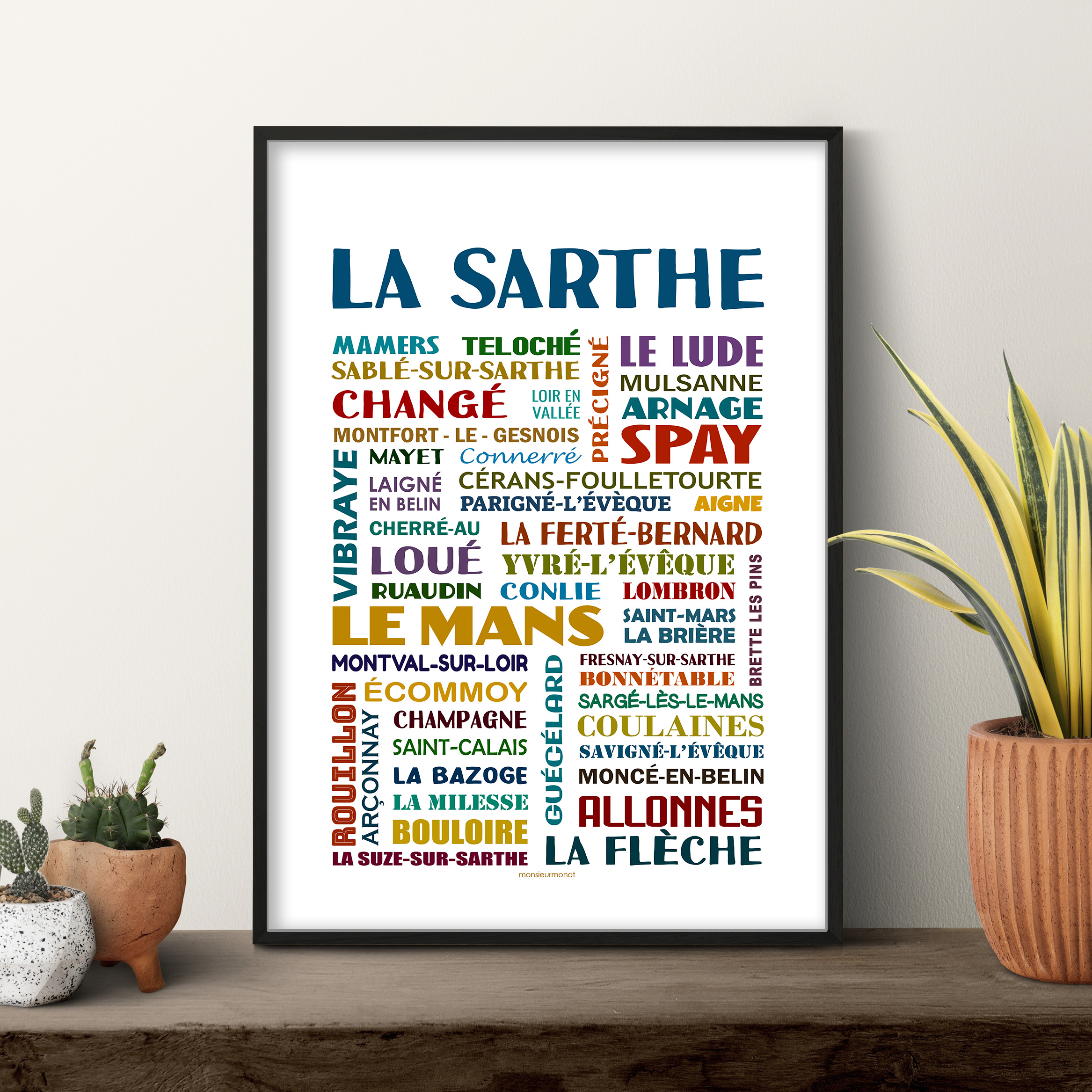 affiche la sarthe - les villes