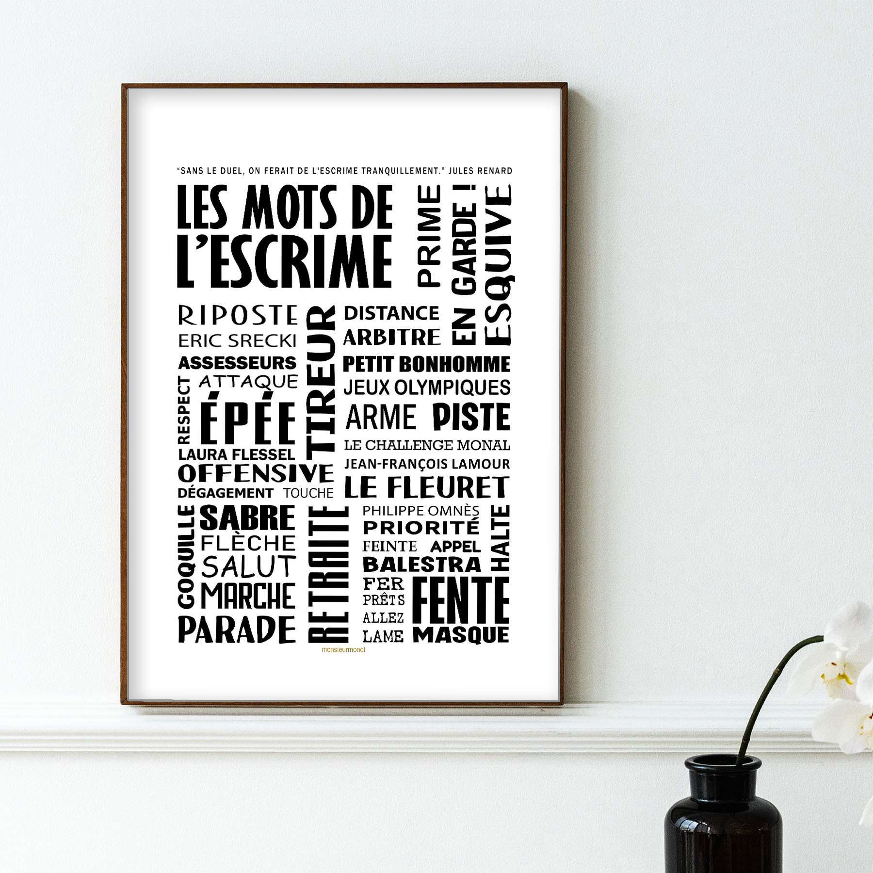 affiche Les mots de lescrime noir